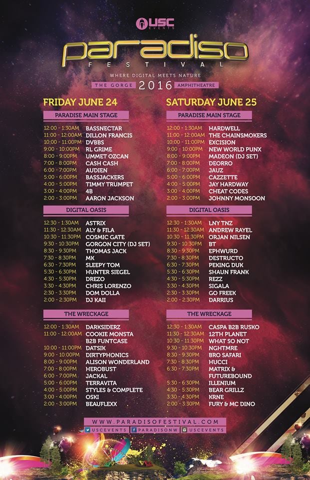 Paradiso 2016 set-times