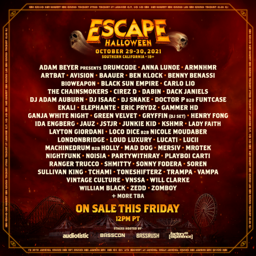 Insomniac’s 10th Annual Escape Festival Announced for Halloween 2021, Featuring The Chainsmokers, Zedd, and More