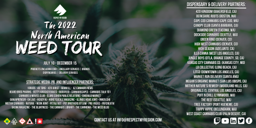 Respect My Region Partners With 23 Cannabis Retailers & 30 Strategic Media Sites, Public Relations Agencies, and Influencers For 2nd Annual North American Weed Tour