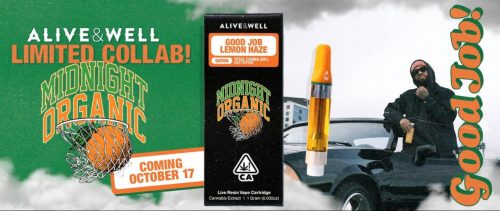 Alive & Well Collabs with Larry June's Midnight Organic to Produce "Good Job!" Lemon Haze Live Resin Vape Carts 