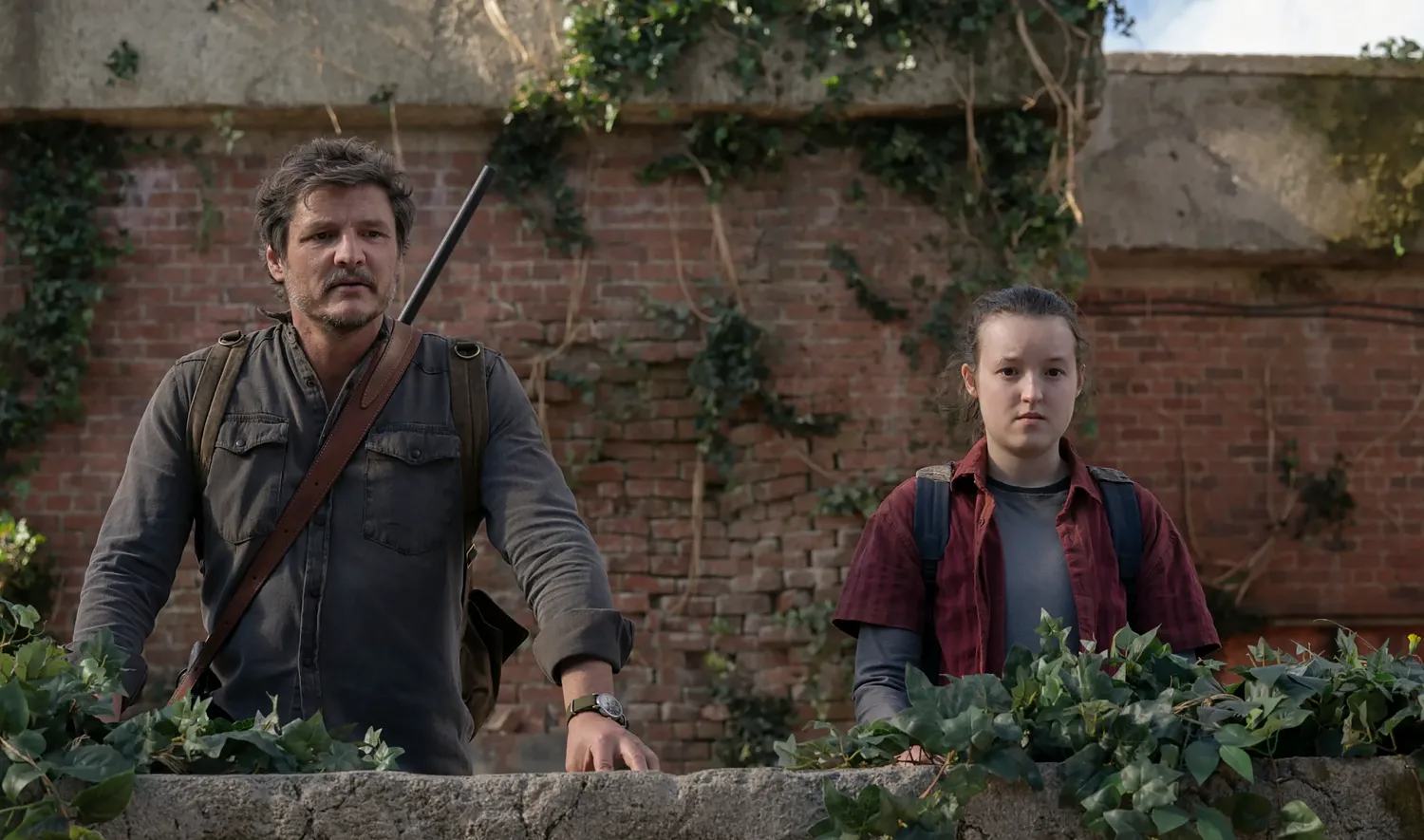 Pedro Pascal as Joel and Bella Ramsey as Ellie in HBO's The Last of Us.