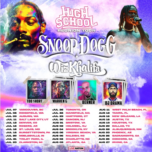 Snoop Dogg and Wiz Khalifa High School Reunion tour summer hip-hop tours 2023