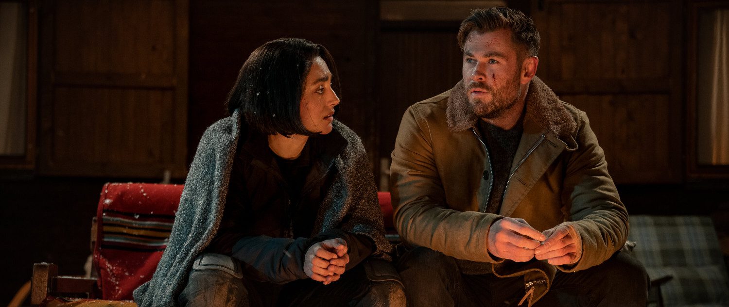 Golshifteh Farahani as Nik Khan and Chris Hemsworth as Tyler Rake in the Netflix original film Extraction 2. Image provided courtesy of Netflix Studios.