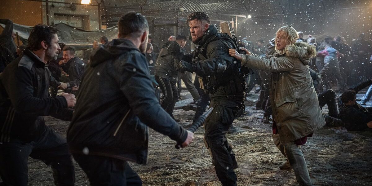 Chris Hemsworth fighting through a prison escape in the Netflix original film Extraction 2. Image provided courtesy of Netflix Studios.