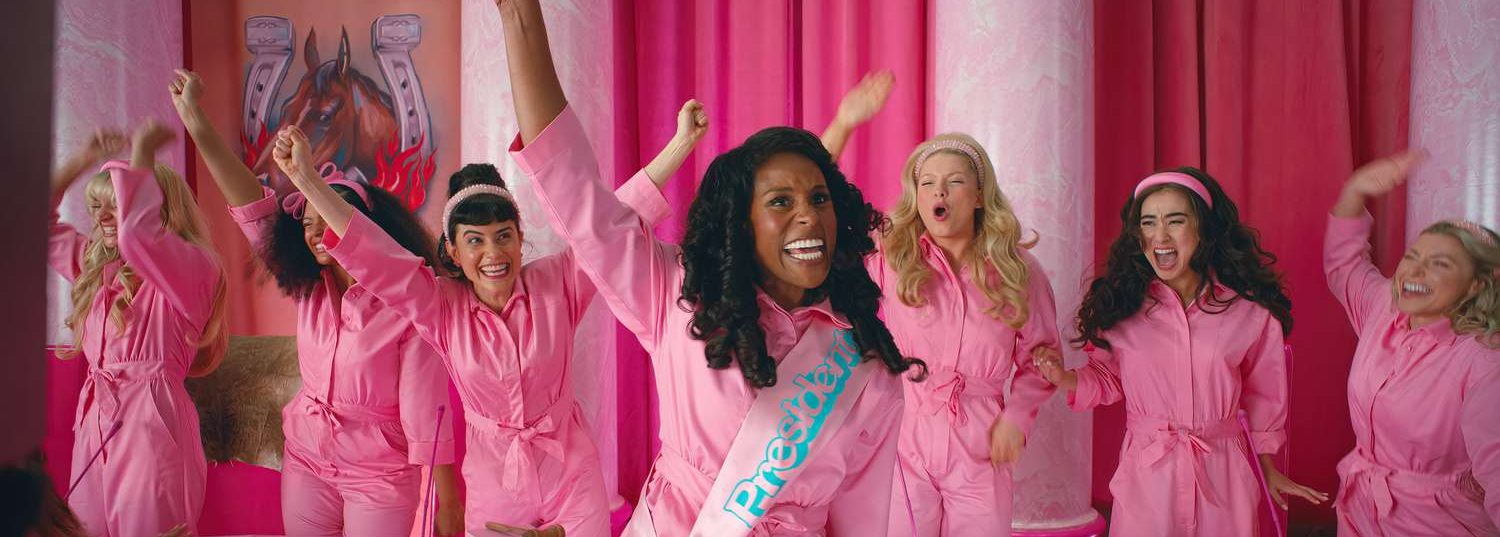 Issa Rae (Center) as President Barbie in the 2023 film Barbie. Image provided courtesy of Warner Bros. Studios.