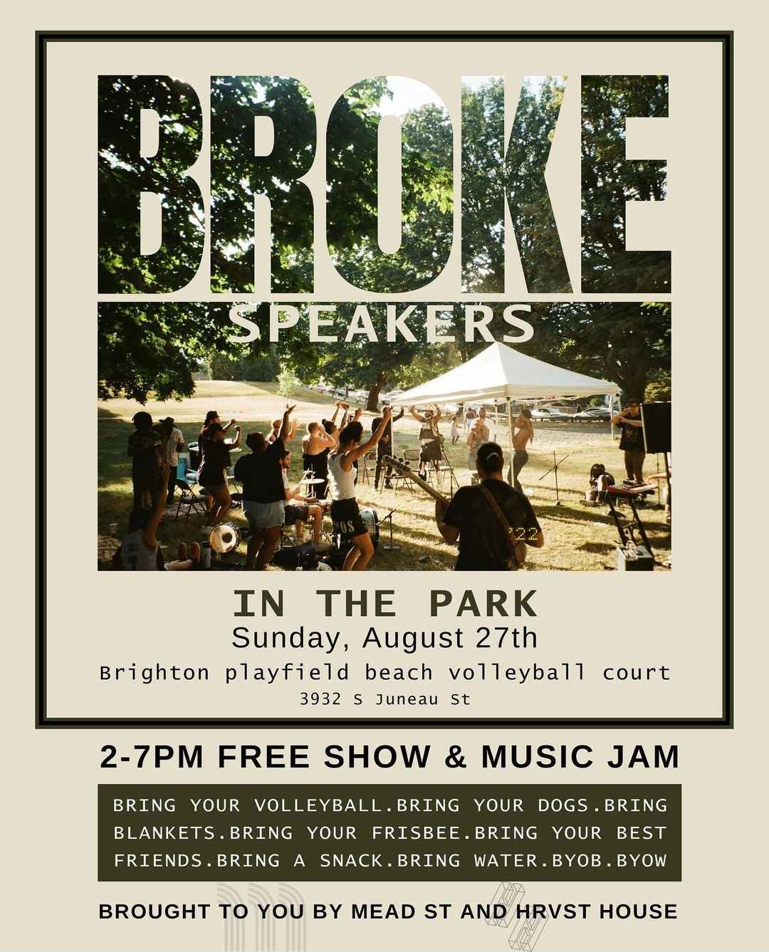 Mead St and Hrvst House present Broke Speakers in the Park | Word Around the Sound