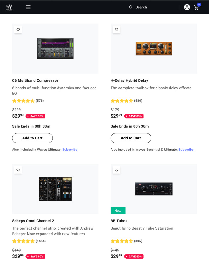 The Waves website is offering plugins for different software on sale, site wide.