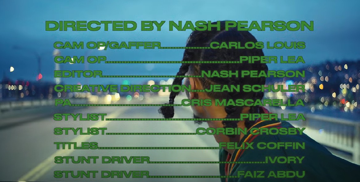 Production credits for the "HOMETOWNHERO." music video by Oblé Reed.