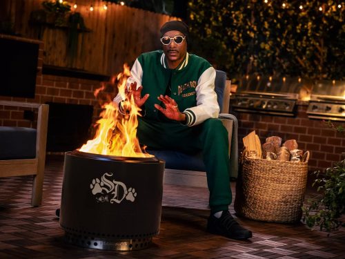 Snoop Dogg in front of a Solo Stove firepit