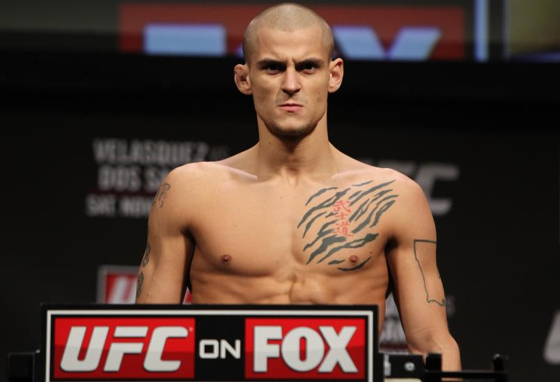 Dustin Poirier weighing at featherweight for his fight against Pablo Garza in Novemeber, 2011. 