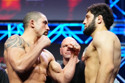 UFC middlweights Robert Whittaker and Ikram Alisker face off ahead of their UFC Saudi Arabia feature bout.