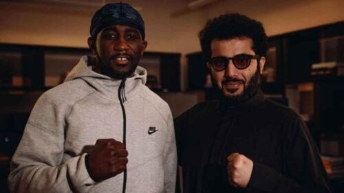 Turki Alalshikh posing with boxing's pound-for-pound king Terence Crawford.