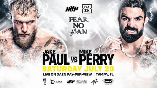 Internet Sensation turned pro boxer Jake Paul takes on former UFC star and current face of Bare Knuckle Fighting Championship Mike Perry July 20 inside Amalie Arena in Tampa, Florida.