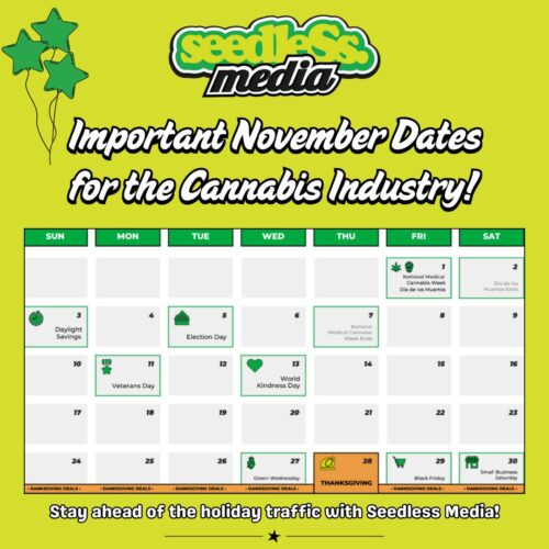 Seedless Media Shares Deals and Promotions Guide for Cannabis Retailers to Use for Green Wednesday, Black Friday, and Cyber Monday