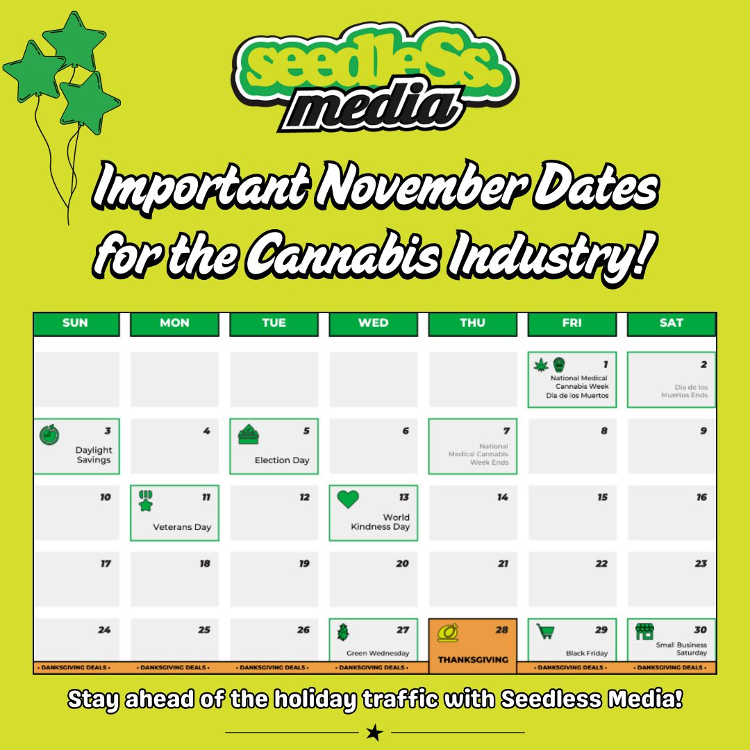 Seedless Media Shares Deals and Promotions Guide for Cannabis Retailers to Use for Green Wednesday, Black Friday, and Cyber Monday