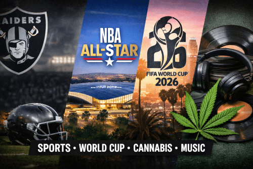 Raiders Reset, NBA All Star Weekend in Los Angeles, World Cup 2026, Cannabis Industry Moves, and Music Momentum