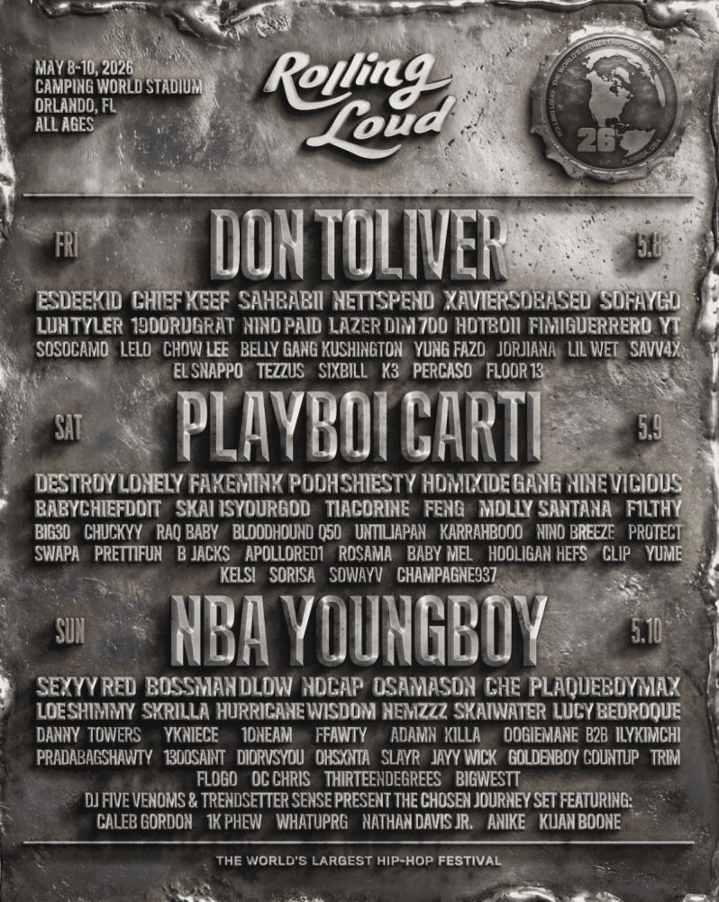 Rolling Loud Reveals 2026 Lineup Led by Playboi Carti, YoungBoy Never Broke Again, and Don Toliver